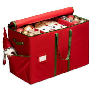 lot 61575 image: All-In-One Christmas Ornament Figurines and Accessory Storage Box, RedGreen
