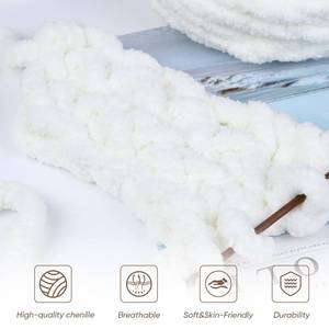 lot 61580 image: 6 Packs Jumbo Chunky Chenille Yarn, Cream