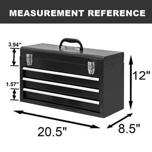 lot 61615 image: Big Red 3 Drawer 20 Inch Metal Tool Box, Black
