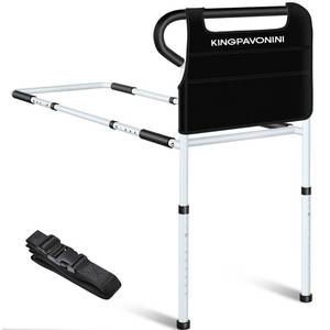lot 61622 image: Bed Rails for Elderly Adults Safety - Adjustable Bed Cane with Non-Slip Ergonomic Handle and Storage Pocket, Stable Bed Assist Rails for Seniors Hold up to 400 Lbs and Fit All Beds, Tool-Free Assembly