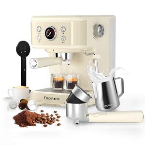 lot 61626 image: Empstorm Espresso Machine Latte Coffee Makers 20 Bar, 3 IN 1 Professional Cappuccino Machine with E.S.E Pod and Milk Frother Steam Wand Compatible for NS Original Capsules for Home Brewing