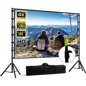lot 61633 image: 180 inch Projector Screen with Stand,HUANYINGBJB Outside Projection Screen, Portable 169 4K HD Rear Front Movie Screen with Carry Bag for Theater Backyard Movie Night,Cinema School, Churches,Parties