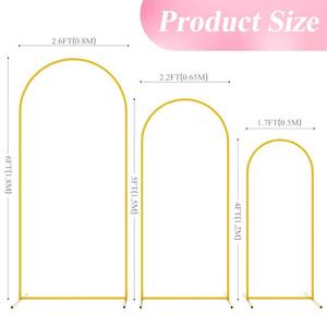 lot 61634 image: Wokceer Wedding Arch Backdrop Stand 6FT, 5FT, 4FT Set of 3 Gold Metal Arch Backdrop Stand for Wedding Ceremony Baby Shower Birthday Party Garden Floral Balloon Arch Decoration