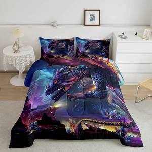 lot 61639 image: Fire Dragon Comforter for Kids Boys Girls, Queen