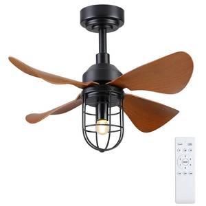 lot 61647 image: Kviflon Farmhouse Caged Ceiling Fans with Lights Remote Control, 30in Rustic Reversible Ceiling Fan 2 Downrods 6 Speeds for Kitchen Porch,Bulb Included