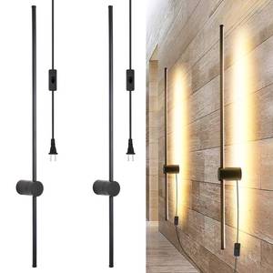lot 61650 image: Ditoon Modern Plug in Wall Sconce Set of 2 LED Black Wall Lights with Plug in Cord OnOff Switch 39 38 inches Warm White Wall Mounted Deco Lamp for Living Room Bedroom(2-Pack)