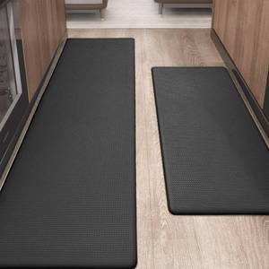 lot 61661 image: Color&Geometry Kitchen Rugs, Kitchen Rug Set 2 Piece Kitchen Runner Rug Kitchen Floor Mat, Cushioned Anti Fatigue Kitchen Mat Non Skid Waterproof Comfort Standing Kitchen Rug, 17inx29in17inx59in, Black