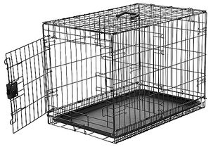 lot 61674 image: Amazon Basics - Durable, Foldable Metal Wire Dog Crate with Tray, Single Door, 30 x 19 x 21 Inches, Black