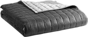 lot 61681 image: YnM Exclusive Weighted Blanket, Cooling & Cozy Velvet Dual-Sided, Smallest Compartments, Ideal for Two Persons of 90160lbs on QueenKingCa King Bed (88x104 Inches, 20 Pounds, Light Grey)