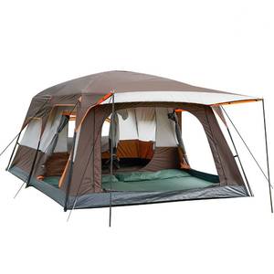 lot 61682 image: KTT Extra Large Tent 10-12 Person(B),Family Cabin Tents,2 Rooms,3 Doors and 3 Windows with Mesh,Straight Wall,Waterproof,Double Layer,Big Tent for Outdoor,Picnic,Camping,Family Gathering(Brown)