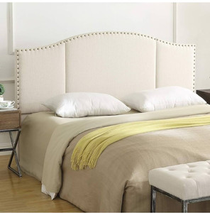 lot 61686 image: Linen Upholstered King Headboard, Beige