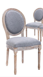 lot 61699 image: Colamy French Country Vintage Dining Chairs Set of 2, Classic Grey