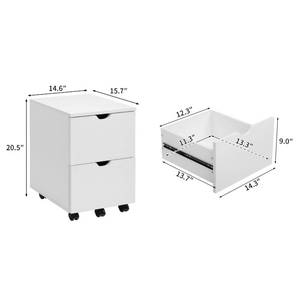 lot 61723 image: HollyHOME Deep 2-Drawer Mobile Wood File Cabinet, White
