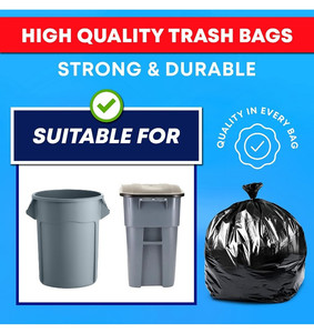 lot 61728 image: Veska 55 Gallon Trash Bags, Large Black Trash Bags, 2 Pack