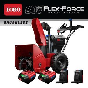 lot 61738 image: Toro 60-Volt Power Max E 24 in. 2-Stage Cordless Electric Snow Blower & Headlight wTwo 6.0 Ah Batteries & Charger Included - Retail $2110
