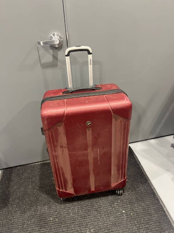 lot 1698 image: Large Red Hardshell Suitcase (Broken Zipper)