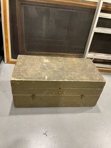lot 1202 image: Vintage Solid Wood Chest (Dimensions in Pictures)