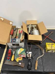 lot 1236 image: 2 Boxes Full of Tools & Hardware