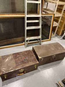 lot 1254 image: 2 Metal SuitcasesTrunk wDividers