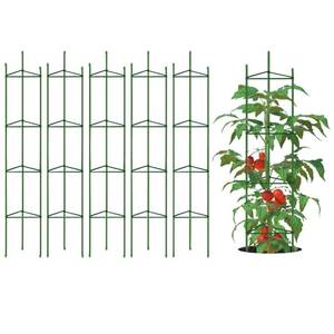 lot 43362 image: Tall Tomato Cages 5ft 6-Pack Tomato Cage for Garden Tomato Trellis Plant Stakes Climbing Supports for Tomatoes Beans Eggplant Pepper