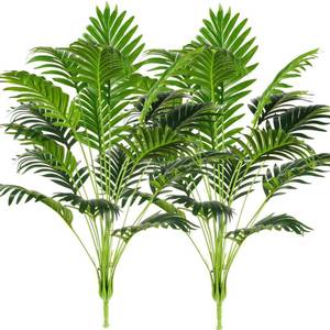 lot 43386 image: Tigeen Artificial Palm Plants Leaves Fake Palm 32 Faux Large Areca Palm Trees Leaves Tropical Greenery Bush Imitation for Outside UV Resistant Home Office Jungle Party Wedding Decoration(2 Pcs)