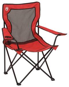 lot 43393 image: Coleman Broadband Mesh Quad Camping Chair, Cooling Mesh Back with Cup Holder, Adjustable Arm Heights, & Carry Bag Supports up to 250lbs