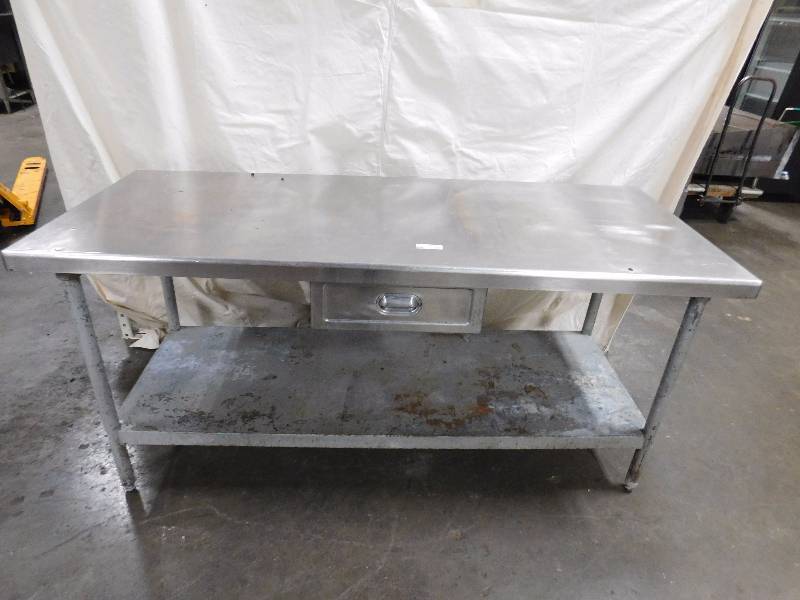 lot 51 image: 8 Foot Stainless Steel Table with 1 Drawer