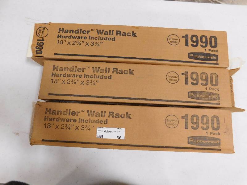 lot 66 image: Lot of 3 Handler Wall Racks