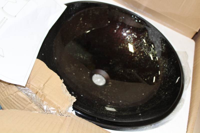 lot 4050 image: glass vessel sink with faucet