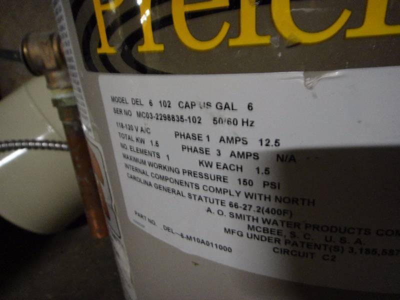 6 Gallon A.O. Smith Water Heater | Cellar Auctions by Fleetsale | Equip-Bid