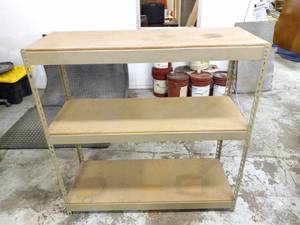 lot 307 image: Boltless Rivet Metal 3 Tier Shelving Unit, 4ft High (48.5 H x 48.5 W x 18.5 D)