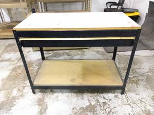 lot 308 image: 48 W x 39 H x 24 D Metal Workbench with Drawer