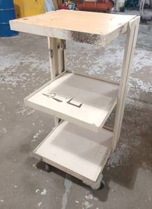 lot 341 image: 3 Tier Metal Rolling Cart, 40 H x 19.5 W x 22 D