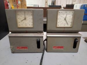 lot 445 image: 2 Vintage Lathem Time Cocks