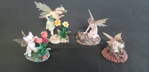 lot 19 image: 4 Piece Collection of FAERIE GLEN Figurines - Mysbe 2007, Jonquilla 2004, Blossom 2009, & Bella 2009