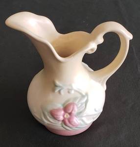 lot 62 image: Vintage HULL Art Pottery USA - EWER W2 - 5 12 - Wildflower PitcherVase - Matte Yellow, Pink, Green Glaze