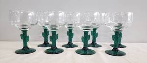 lot 96 image: Vintage Libby Cactus Stem Margarita Glasses - Set of 8