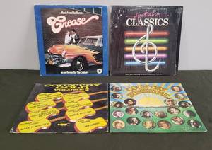 lot 105 image: Large Collection of Vintage Country, Classic, & Movie Music Albums - Grease, Hooked on Classics, Country Gold, & Country Sunshine