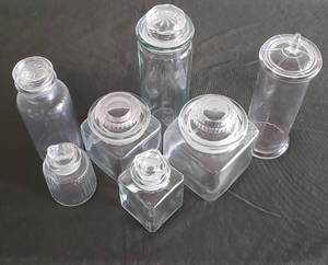 lot 134 image: Vintage Clear Glass Apothecary Jars & Canisters - 7 total