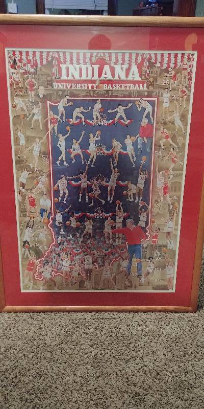 lot 1206 image: Large Indiana University History of Basketball Man-cave Wall Art