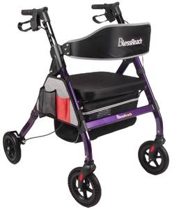 lot 1641 image: BlessReach Heavy Duty Rollator Walker - Aluminum Rolling Walker for Seniors and Adults with Large Seat, Support Up 450 lbs (Purple)