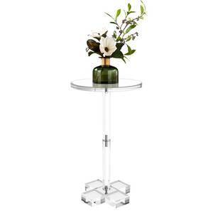 lot 1647 image: KSacry High Top Bar Table Side Table, 9 D x 9 W Clear Bistro Tables Acrylic Tables for Small Space with Criss Cross Base, Small Round Side Table for Living Room, 23 Tall