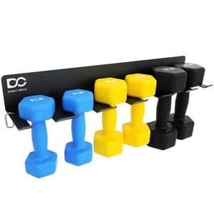 lot 1653 image: Double Circle Dumbbells Rack Home Gym Storage (Rack Only), 6-Slot Free Weight Holder, Heavy-Duty Wall-Mounted Steel Stand for Strength Training Equipment, 2 Carabiners and Mounting Hardware