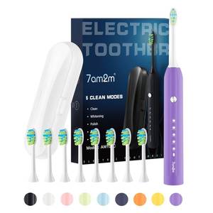 lot 1705 image: 7AM2M Electric Toothbrush for Adults, Sonic Toothbrush with 8 DuPont Brush Heads, Travel Case, Rechargeable, 2-Minute Timer, Purple