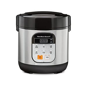lot 2014 image: Hamilton Beach Digital Programmable Rice Cooker & Food Steamer, with Slow Hard-Boiled Egg Functions, EggSteam Tray, Small & Compact, 6 Cups Cooked (3 Uncooked), Stainless Steel (37524)