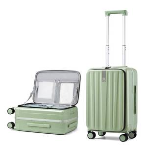 lot 2024 image: Hanke 20 Inch Carry On Luggage with Front Pocket Aluminum Frame Hard Shell Suitcases with Wheels TSA Luggage Travel Rolling Suitcase for Weekender��Can Not Open in The Middle��-Bamboo Green