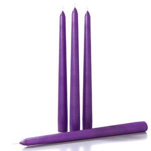 lot 2029 image: Candwax 10 inch Taper Candles Set of 4 - Dripless Taper Candles and Unscented Candlesticks - Perfect as Dinner Candles and Household Candles - Purple Candles