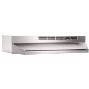 lot 2037 image: Broan-NuTone 413604 Non-Ducted Ductless Range Hood Insert with Light, Exhaust Fan for Under Cabinet, 36-Inch, Stainless Steel (Dented & Loose Side)