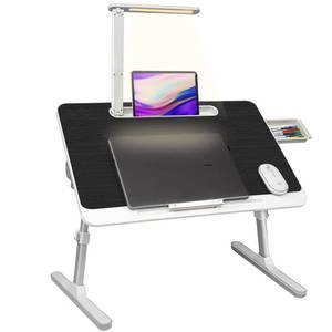 lot 2039 image: RAINBEAN Lap Desk for Laptop, Portable Bed Table Desk, Laptop Desk with LED Light and Drawer, Adjustable Laptop Stand for BedSofaStudyReading-Black