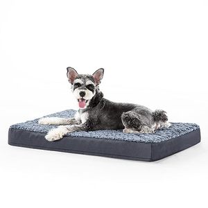 lot 2042 image: JOEJOY Orthopedic Dog Bed for Medium Small Dogs, Egg-Crate Foam Dog Bed with Removable Waterproof Cover, Soft Rose Plush Pet Bed Mat with Non-Slip Bottom, Machine Washable (30x20x3)